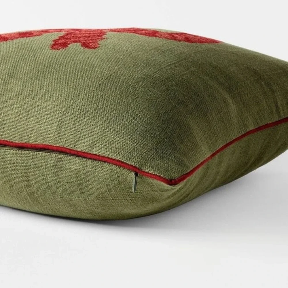 20x20 Dark‎ Green with Red Bow Pillow - Threshold Studio McGee Christmas 2025